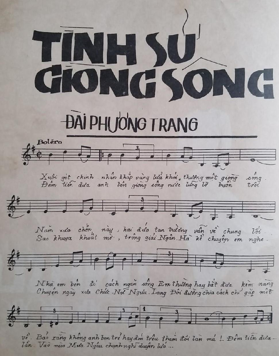 Sheet nhạc Tình Sử Dòng Sông